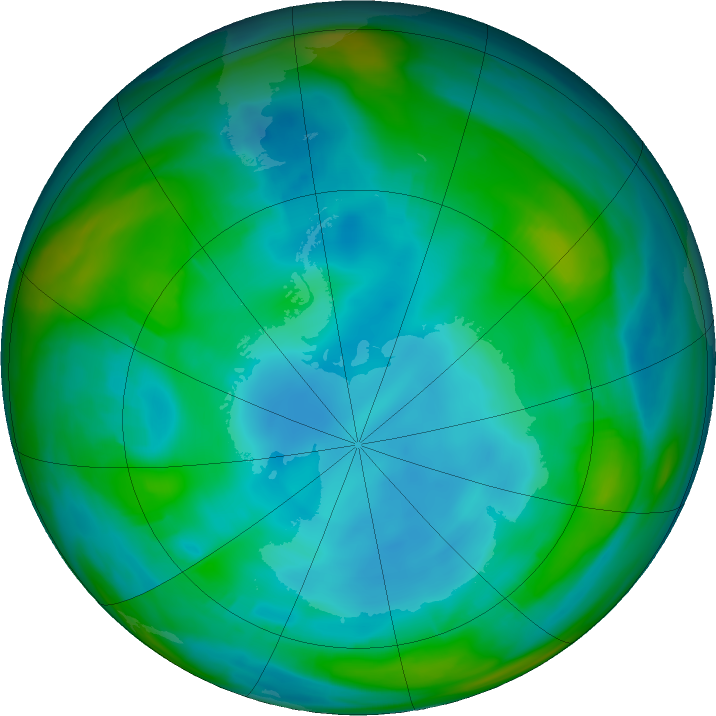 Antarctic ozone map for 18 July 2021